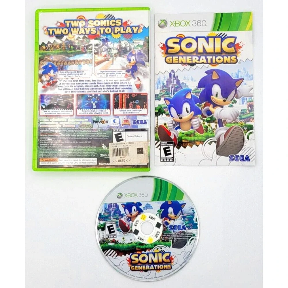 SONIC GENERATIONS - XBOX 360 GAME - COMPLETE!‎